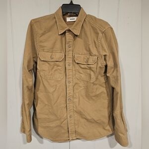 Buck Mason Vintage 2 Pocket Shirt Men's Small Tan Double Weave Button Up Flannel